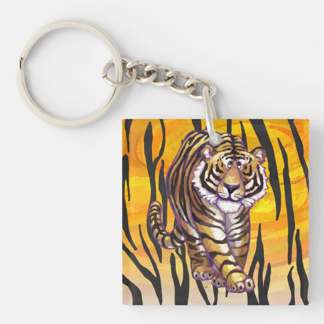 Wild Me Tiger Orange and Black Key Ring (Front)