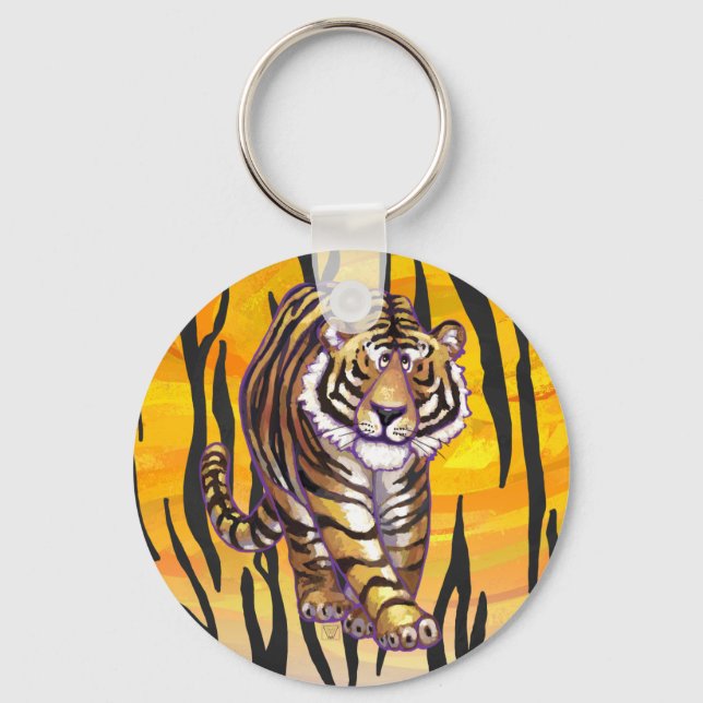 Wild Me Tiger Orange and Black Key Ring (Front)