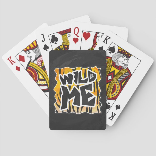 Wild Me Tiger Orange and Black Playing Cards (Back)