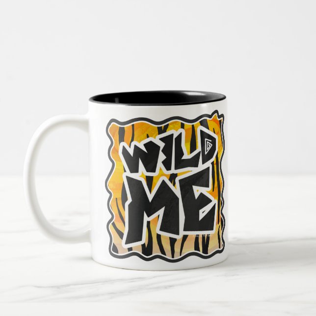 Wild Me Tiger Orange and Black Two-Tone Coffee Mug (Left)
