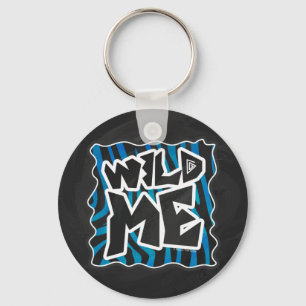 Wild Me Zebra Black and Blue Key Ring