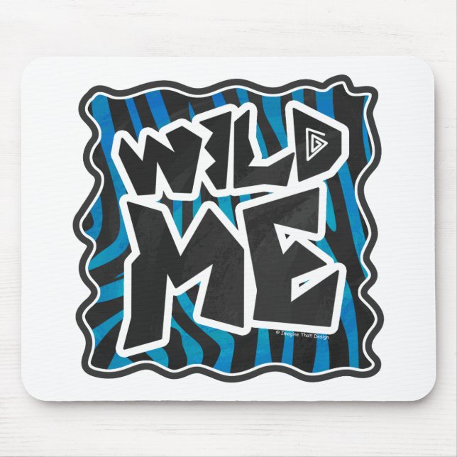 Wild Me Zebra Black and Blue Mouse Mat (Front)