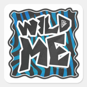 Wild Me Zebra Black and Blue Square Sticker
