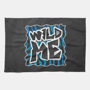 Wild Me Zebra Black and Blue Tea Towel