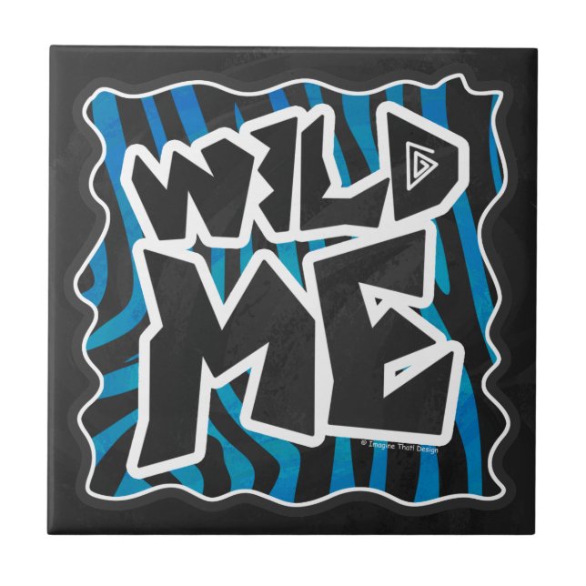 Wild Me Zebra Black and Blue Tile (Front)
