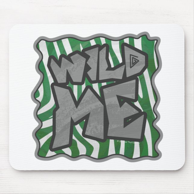 Wild Me Zebra Green and White Mouse Mat (Front)