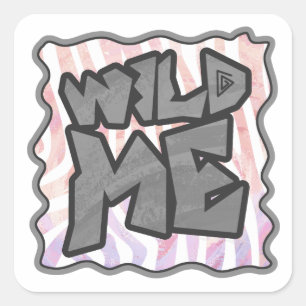 Wild Me Zebra Pink and White Square Sticker