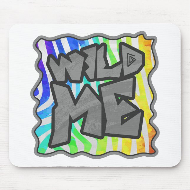 Wild Me Zebra Rainbow and White Print Mouse Mat (Front)