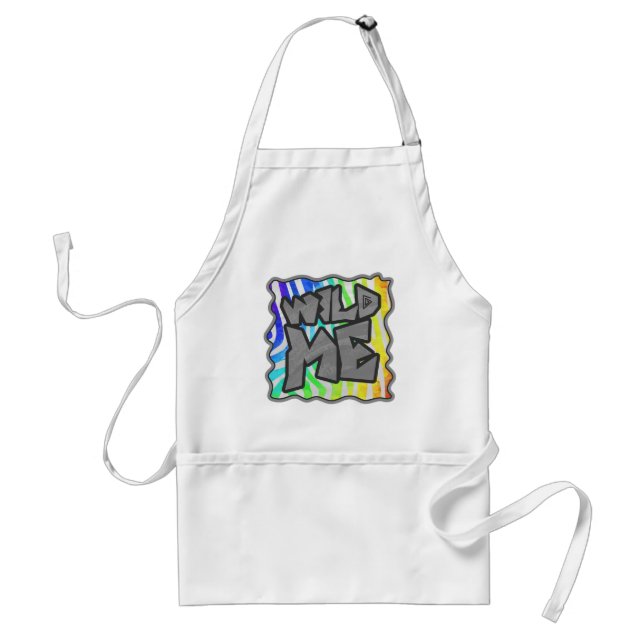 Wild Me Zebra Rainbow and White Print Standard Apron (Front)