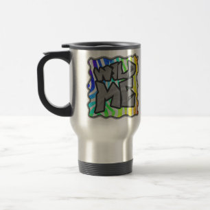 Wild Me Zebra Rainbow and White Print Travel Mug
