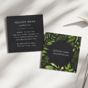 Wild Meadow   Black Botanical Frame Square Business Card