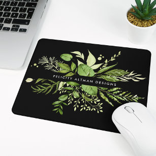 Wild Meadow   Black & Green Botanical Personalised Mouse Mat