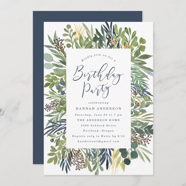 Wild Meadow | Botanical Birthday Party Invitation (Front/Back)