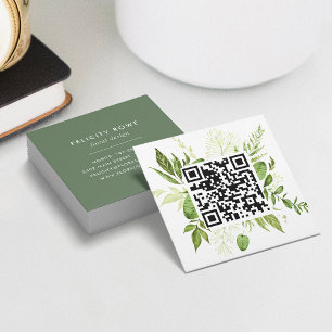 Wild Meadow Botanical Frame Square Business Card