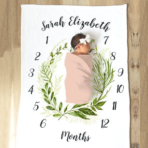 Wild Meadow Botanical Monthly Baby Milestone Fleece Blanket