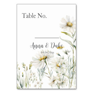 Wild Meadow Daisy Kraft Floral Table Number