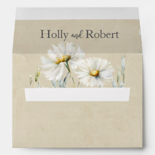 Wild Meadow Daisy Kraft Floral  Wedding Envelope