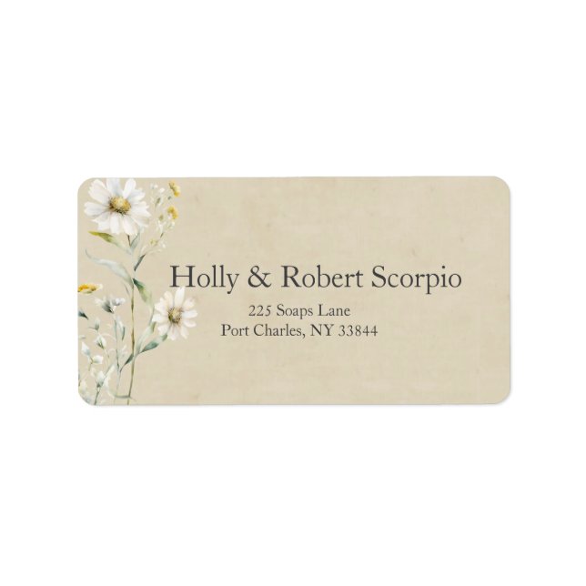 Wild Meadow Daisy Kraft Floral Wedding Label (Front)