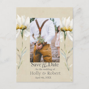 Wild Meadow Daisy Kraft Save the Date Photo Postcard