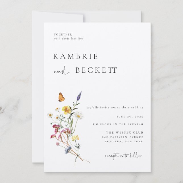 Wild Meadow Floral Wedding Invitation (Front)