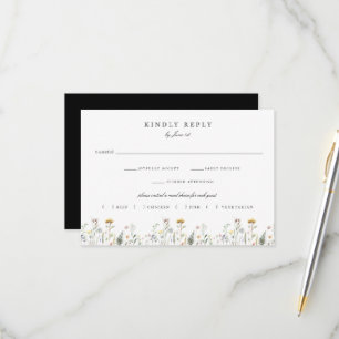 Wild Meadow Floral Wedding Meal Choice RSVP Card