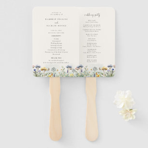 Wild Meadow Floral Wedding Program Hand Fan