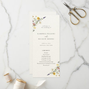 Wild Meadow Floral Wedding Program Programme