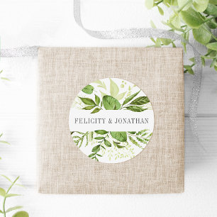 Wild Meadow Green Botanical Wedding Classic Round Sticker
