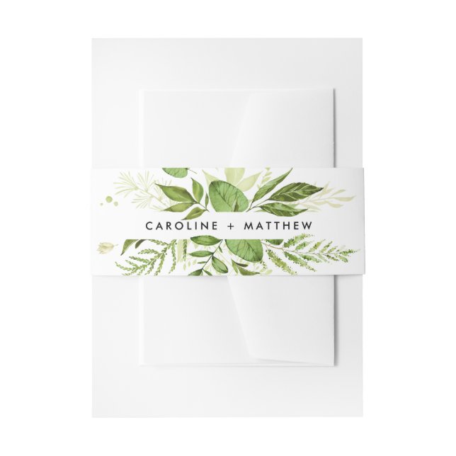 Wild Meadow | Green Botanical Wedding  Invitation Belly Band (Front Example)
