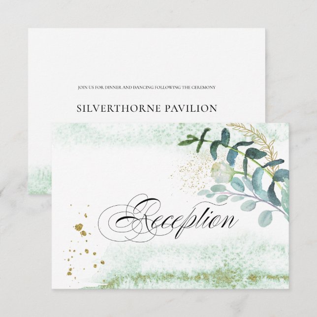 Wild Meadow | Green Botanical Wedding Reception Invitation (Front/Back)