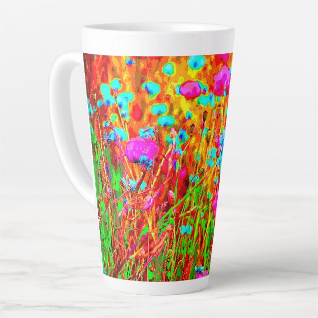 Wild Meadow in Bloom Pop Art Latte Mug (Left Angle)