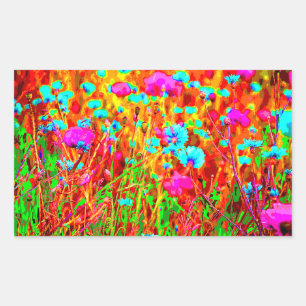 Wild Meadow in Bloom Pop Art Rectangular Sticker