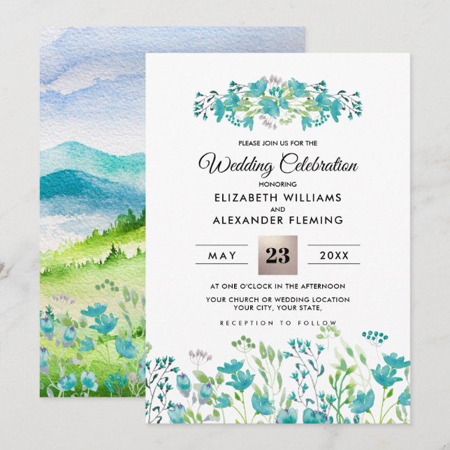 Wild Meadow | Spring Mountains Wedding Invitations (Front/Back)