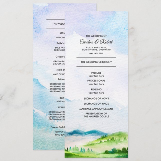 Wild Meadow | Spring Mountains Wedding Programs Programme (Front/Back)