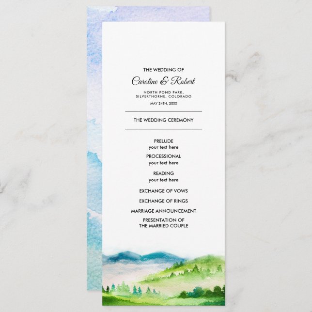 Wild Meadow | Spring Mountains Wedding Programs Programme (Front/Back)