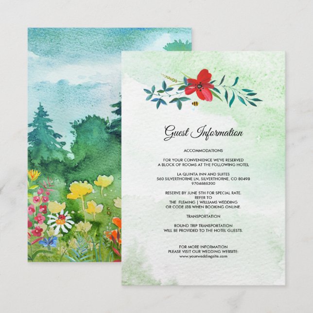Wild Meadow | Summer Forest Wedding Details Cards (Front/Back)