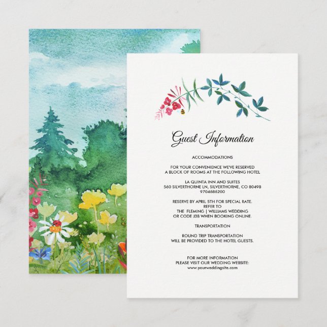 Wild Meadow | Summer Forest Wedding Details Cards (Front/Back)