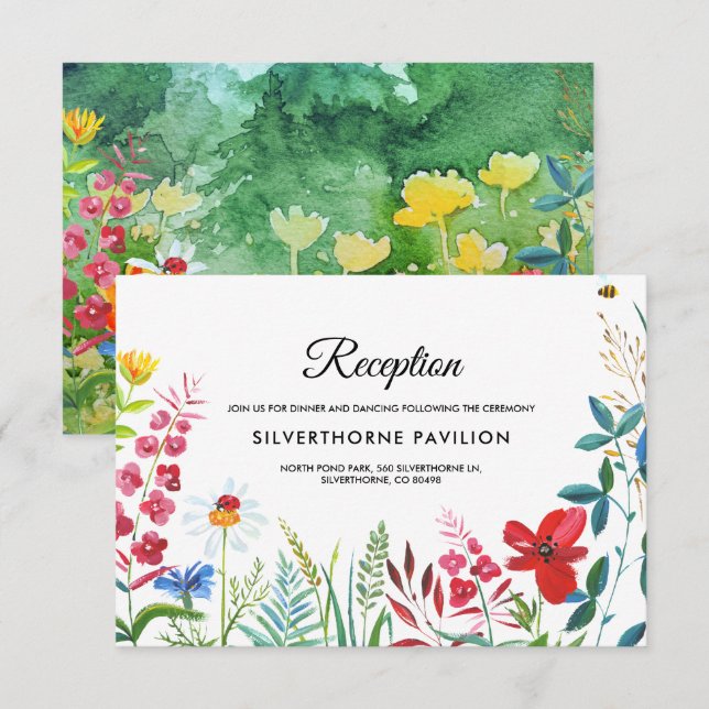 Wild Meadow | Summer Forest Wedding Reception Card (Front/Back)