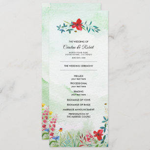 Wild Meadow   Summer Wildflowers Wedding Program Programme