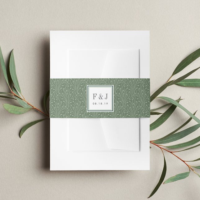 Wild Meadow | Vines Pattern Monogram Invitation Belly Band (Creator Uploaded)
