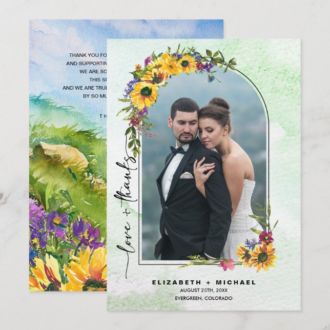Wild Meadow Wedding Thank You Photo Card (Front/Back)