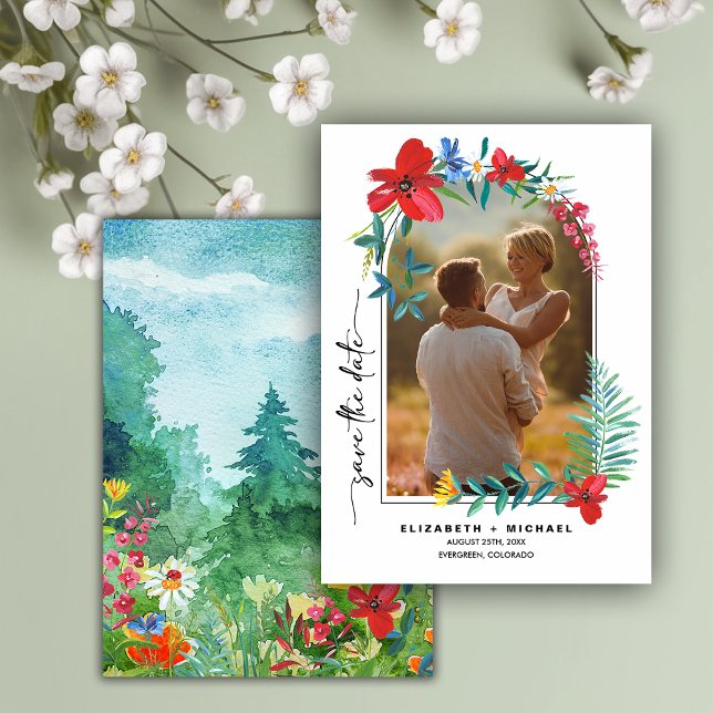 Wild Meadow | Wildflowers Frame | Photo Wedding Save The Date (Creator Uploaded)