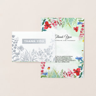 Wild Meadow Wildflowers Thank You Wedding Luxury Foil Card
