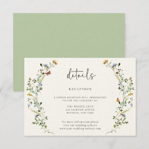 Wild Meadow Wreath Wedding Details Enclosure Card