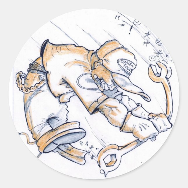 Wild Mechanic Wrencher Classic Round Sticker (Front)