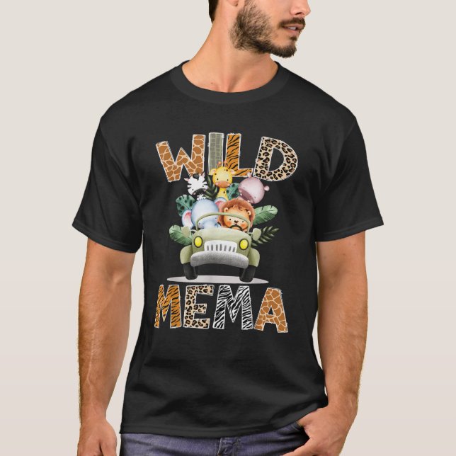 Wild Mema Safari Jungle Animals 1st Birthday Truck T-Shirt (Front)