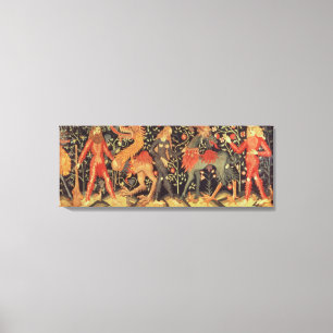 Wild Men and Animals, tapestry, 15th century Canvas Print