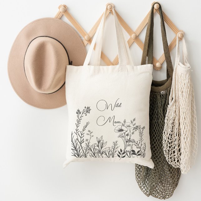 Wild Mom Wild flower Doodles Large Tote Bag (Creator Uploaded)