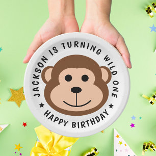 Wild Monkey Jungle Safari Animal Kids Birthday Paper Plate