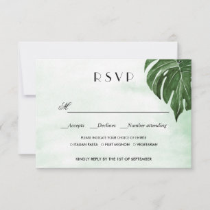 Wild monstera leaves WEDDING RSVP MEAL CHOICE